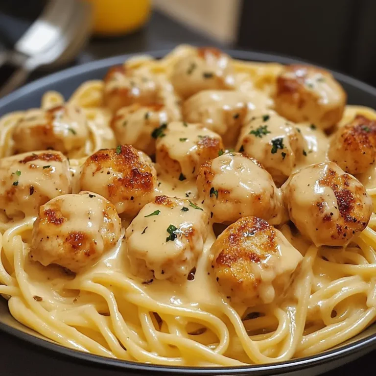 Garlic Butter Chicken Bites with Creamy Parmesan Pasta